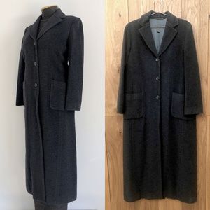 Country Road Angora Wool Black Grey Maxi Coat